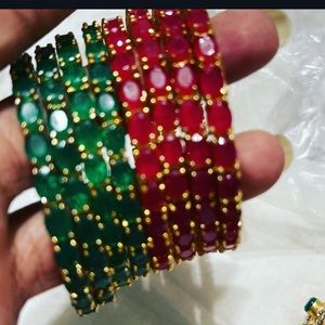 Beautiful Rubi stone 1 pair bangles and 2 pairs emerald stone.bangles